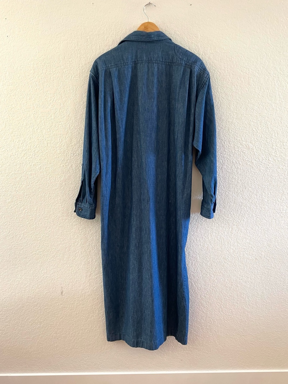 Ralph Lauren Denim Midi Shirt Dress Duster in Indigo Blue Vintage 70s 80s - Picture 9 of 13